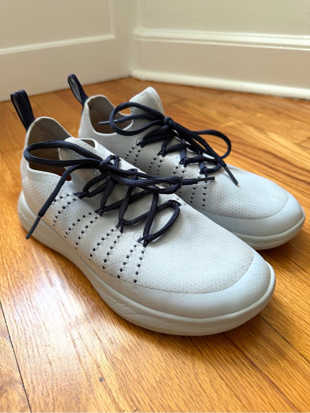 Grundens Women's SeaKnit Boat Shoes Grey Navy Blue Fishing Sneakers Size 9.5